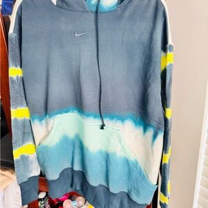 Nike Men's Tie-Dye Turtleneck Pullover in Teal, Blue & Yellow